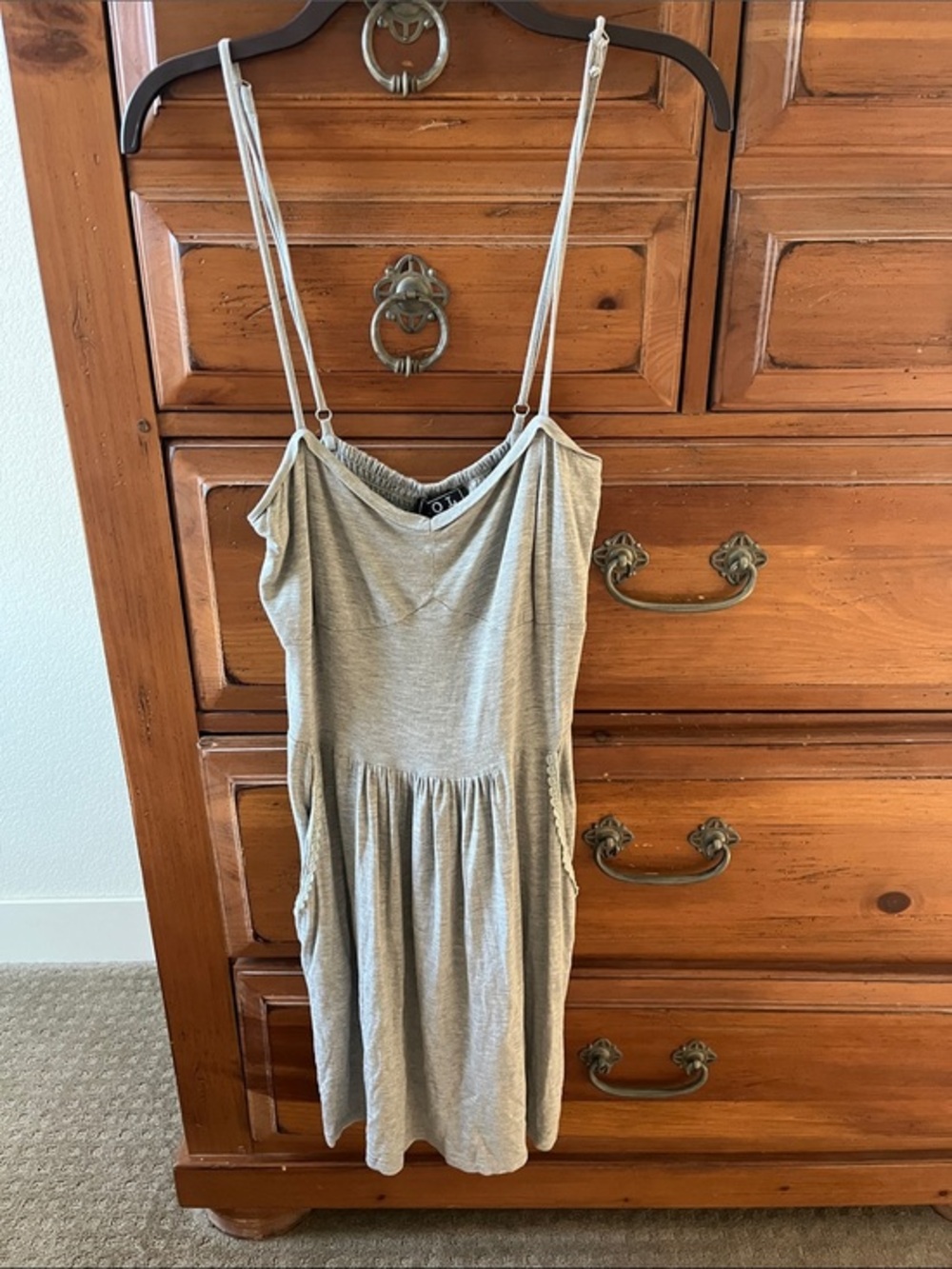 POL Light Gray Spaghetti Strap Mini Dress Size Small NWT
